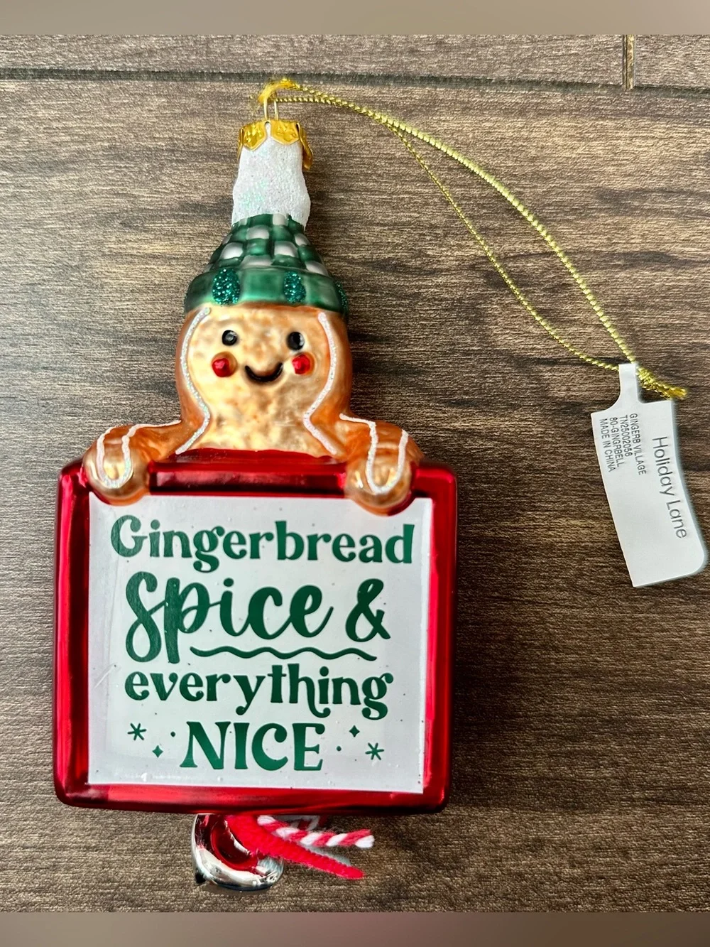 Macy’s Holiday Lane Glass Gingerbread Spice & Everything Nice Christmas Ornament